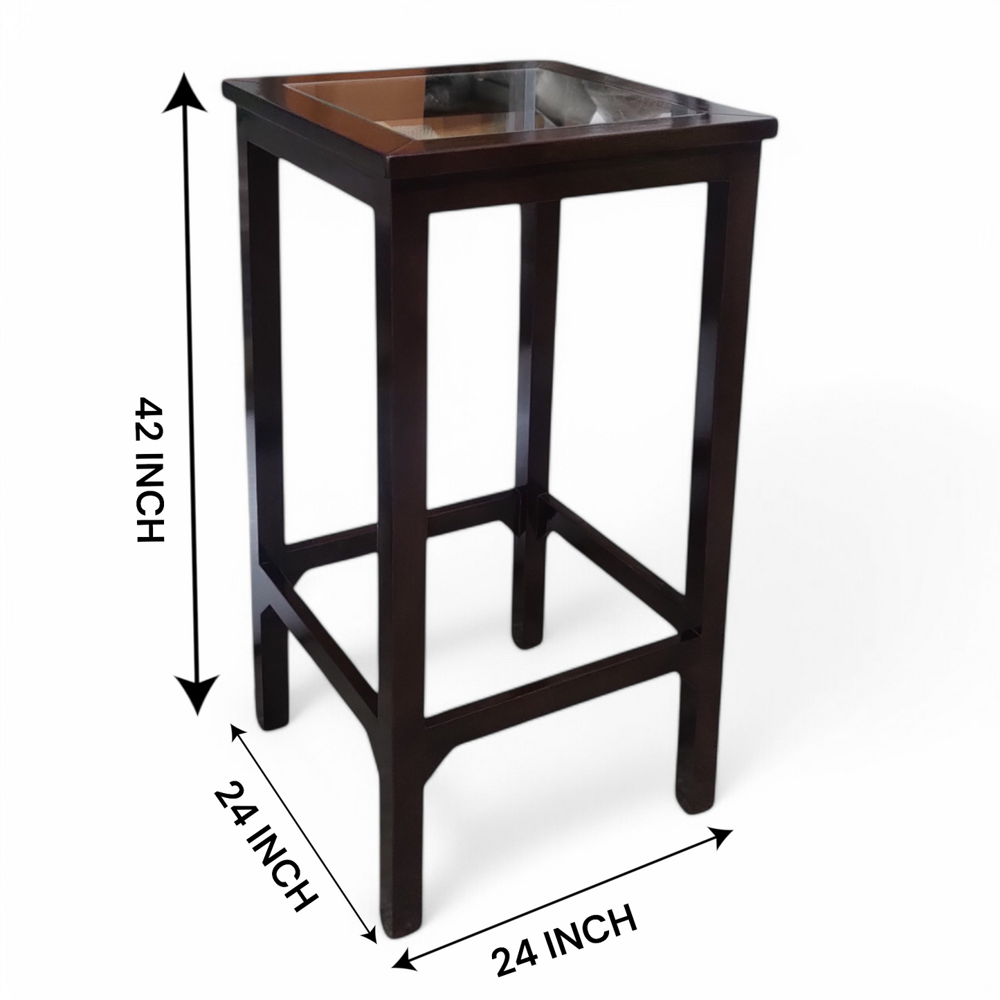 Wooden Bar Table with Glass Top