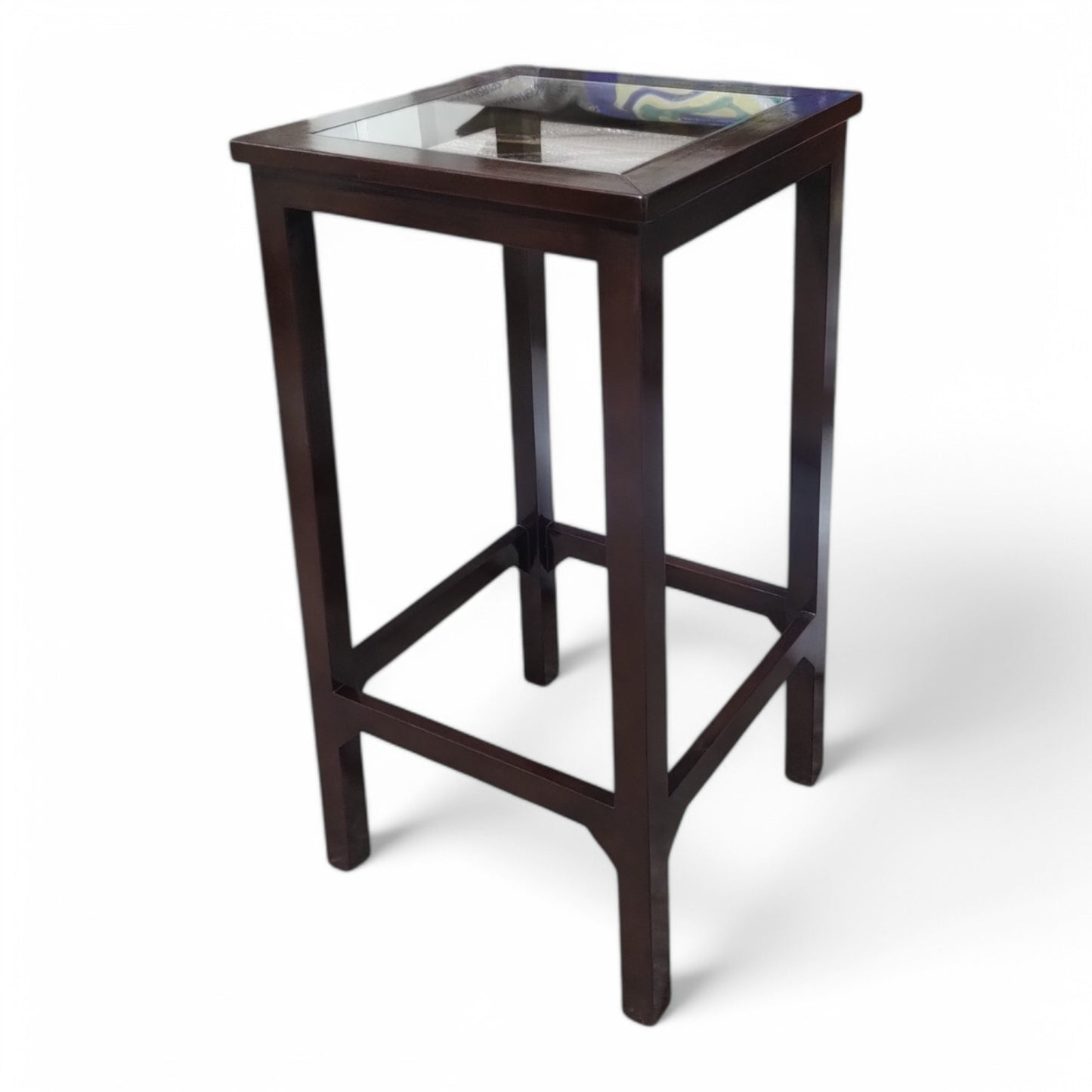 Wooden Bar Table with Glass Top