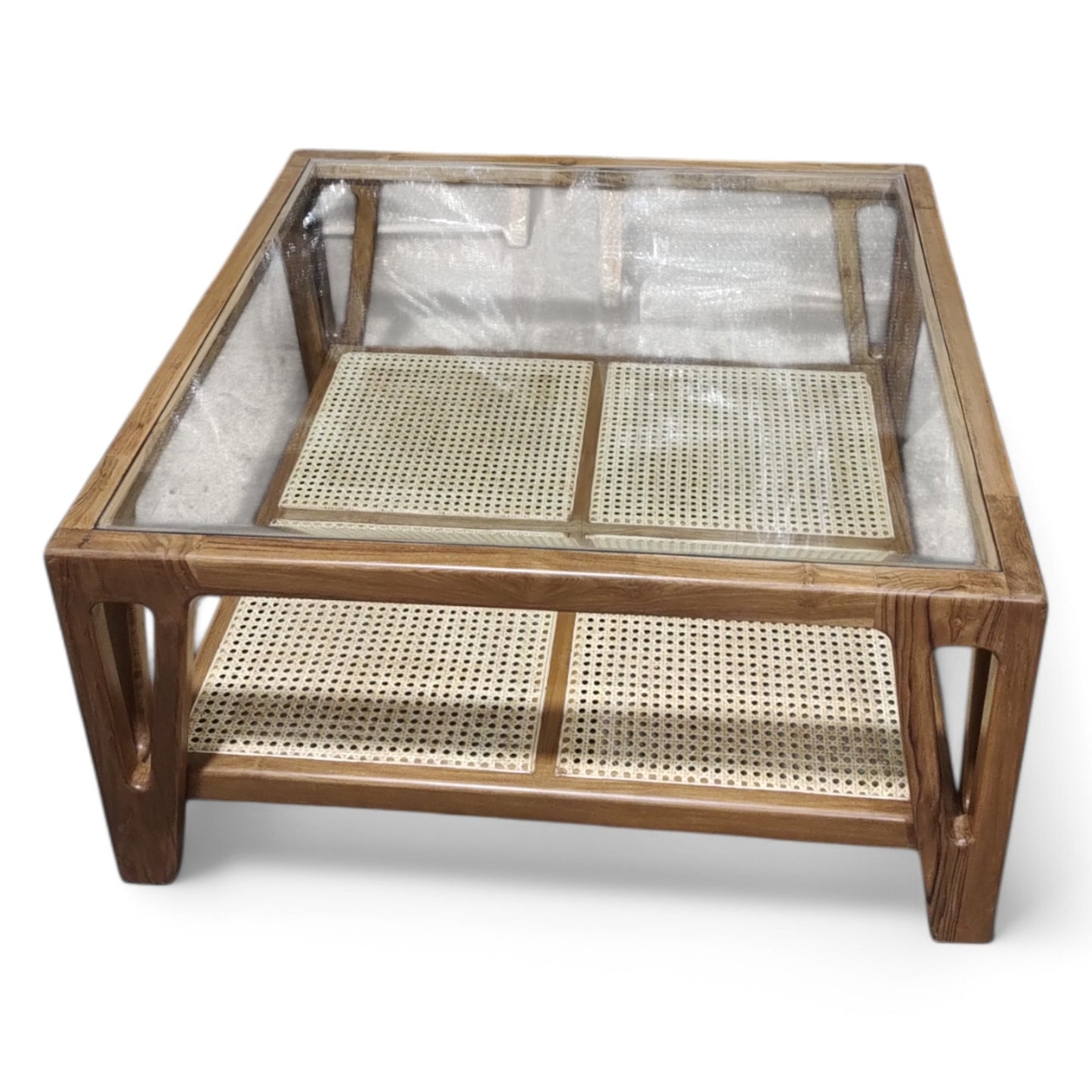 Lumber Casa Teak Wood Coffee Table with Glass Top