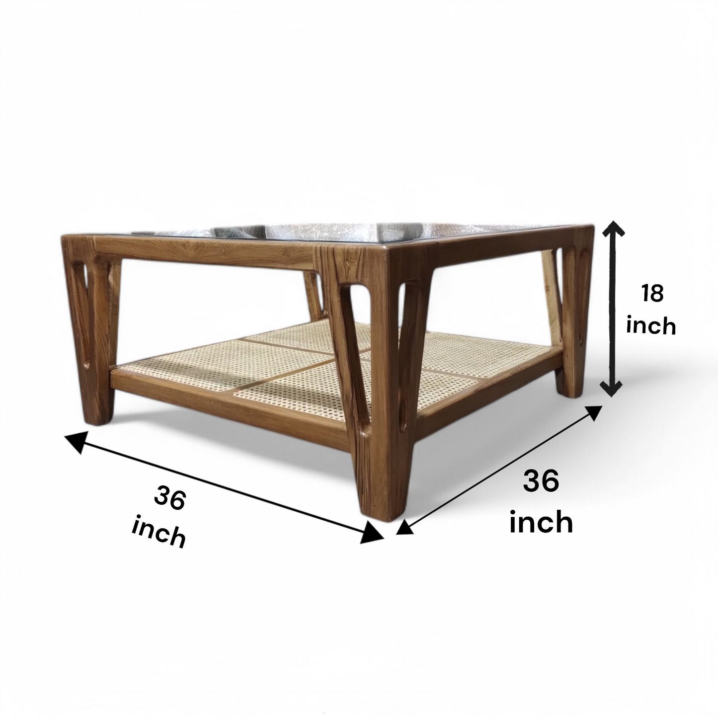 Lumber Casa Teak Wood Coffee Table with Glass Top