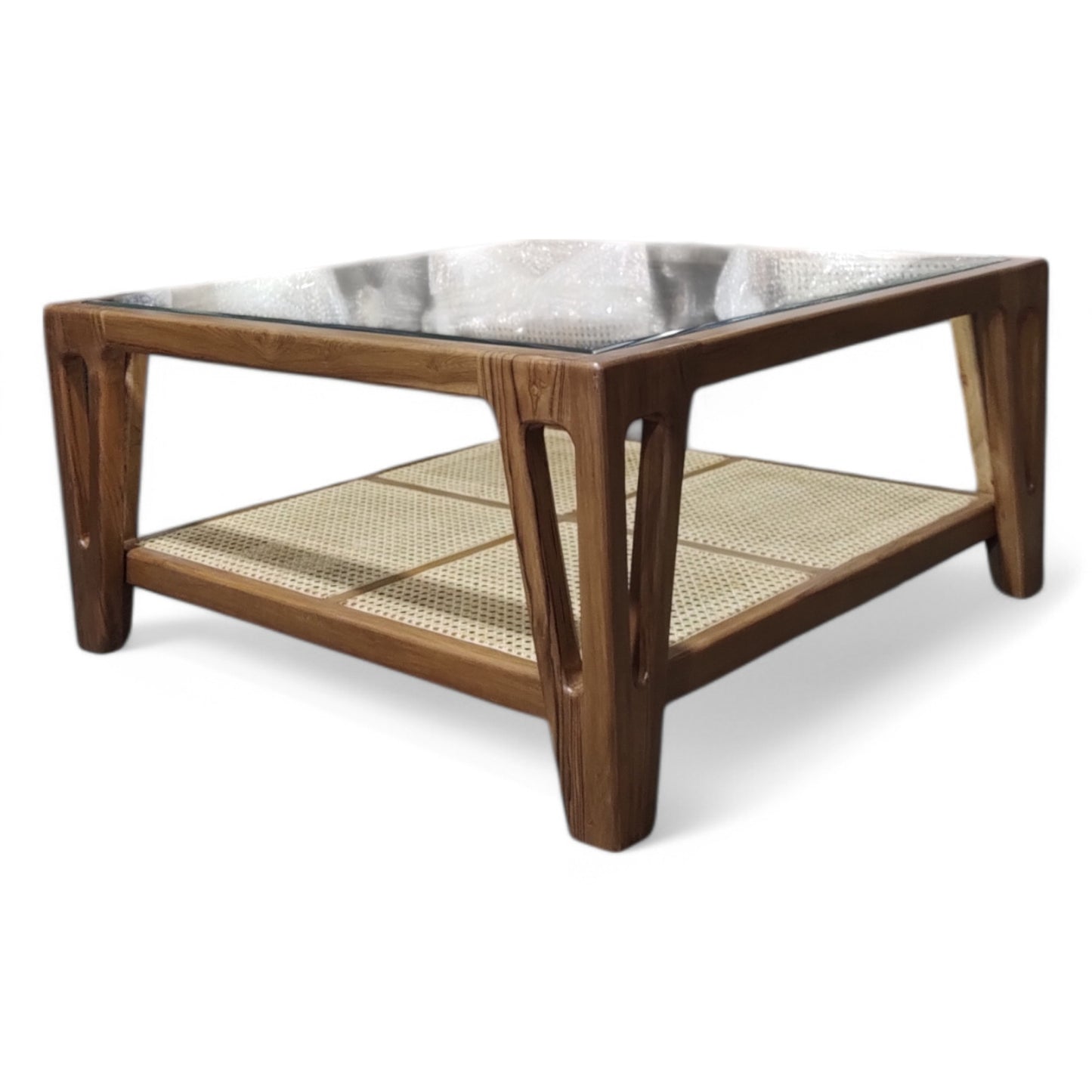 Lumber Casa Teak Wood Coffee Table with Glass Top