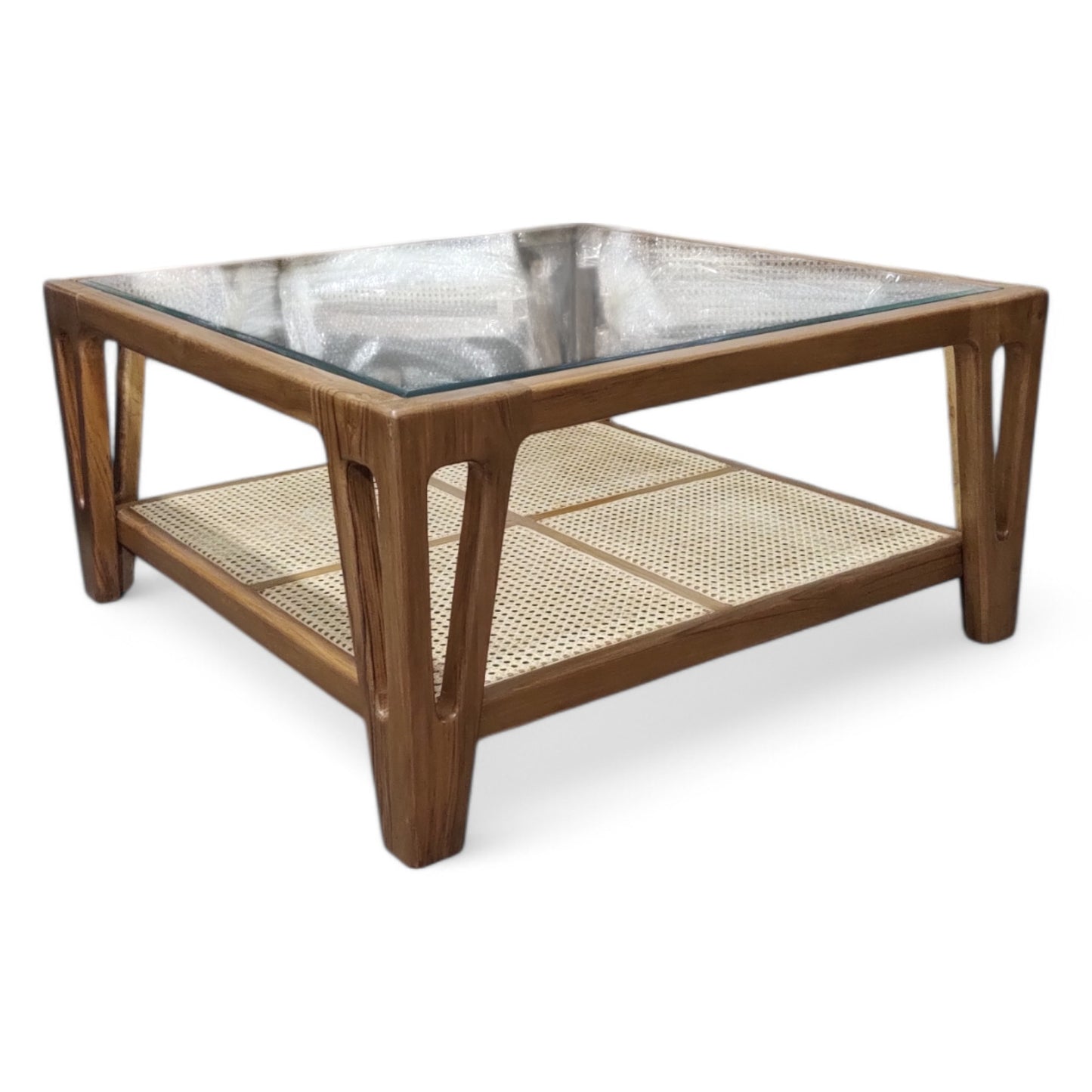 Lumber Casa Teak Wood Coffee Table with Glass Top