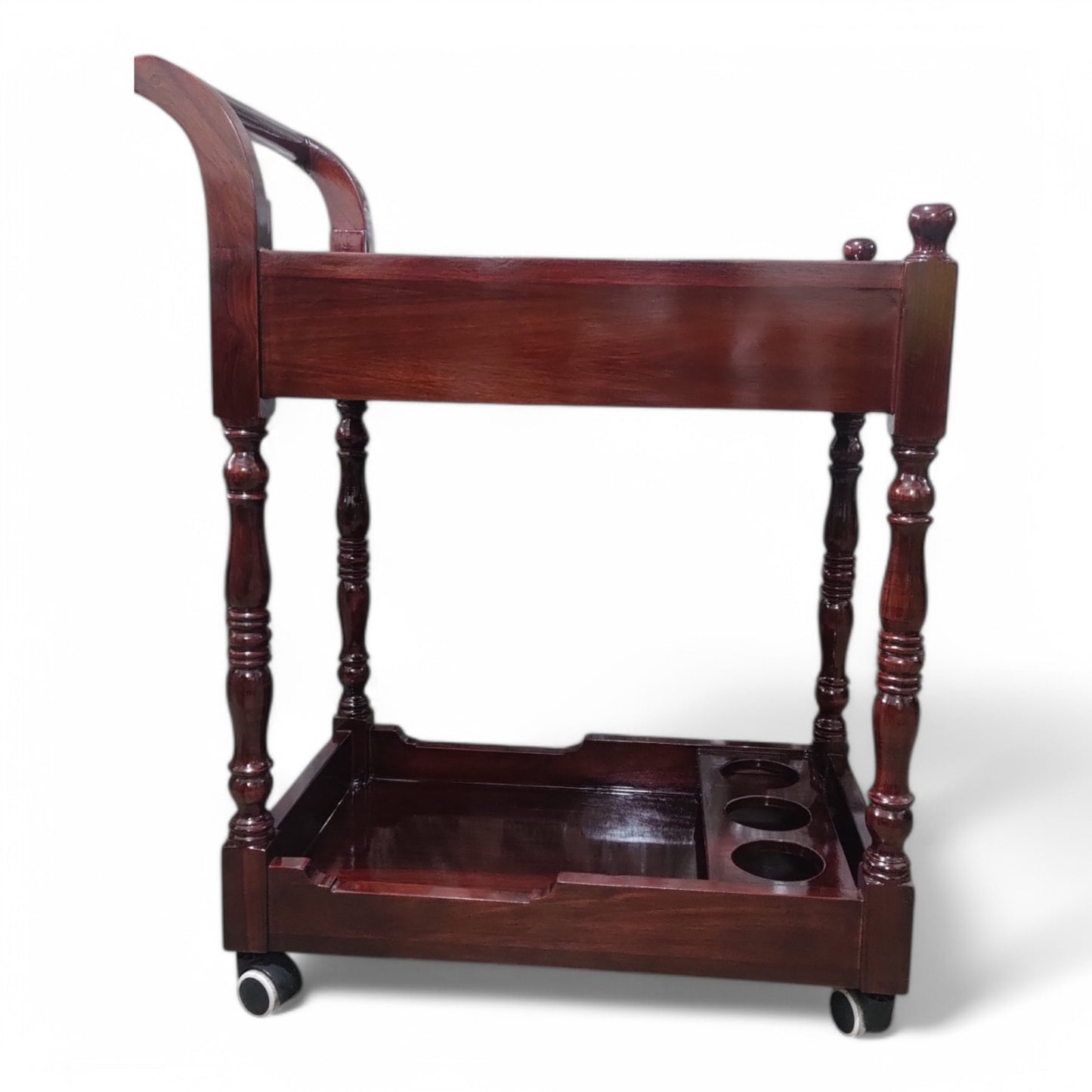 Wooden Bar Trolley with 2 Drawers