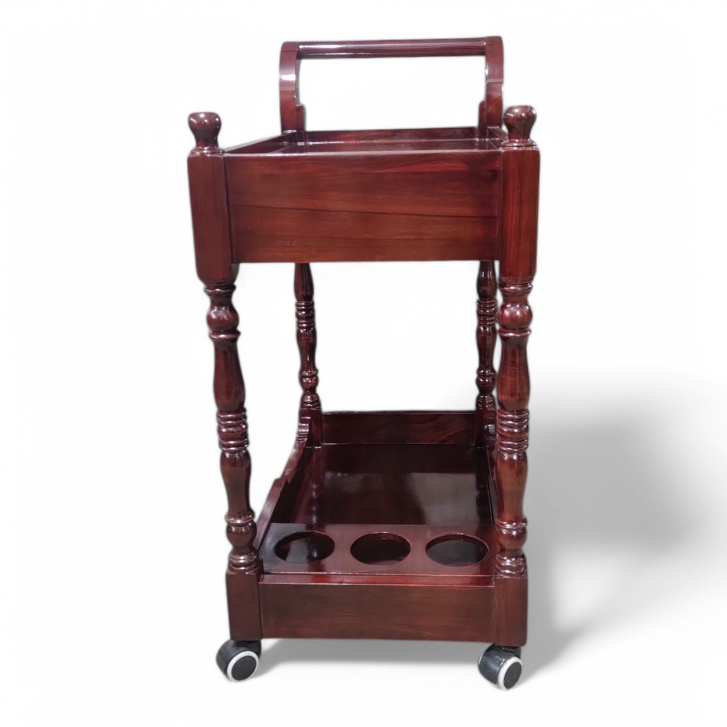 Wooden Bar Trolley with 2 Drawers