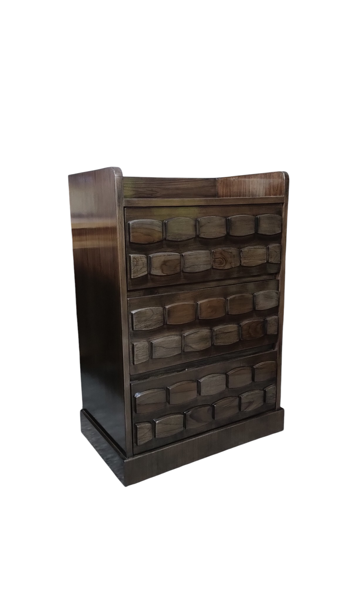Lumber Casa Wooden Nightstand with 3 Drawers, Dark Brown,Bedroom Side Table Solid Wood Bedside Table (Finish Color - teak walnut, Pre-assembled)