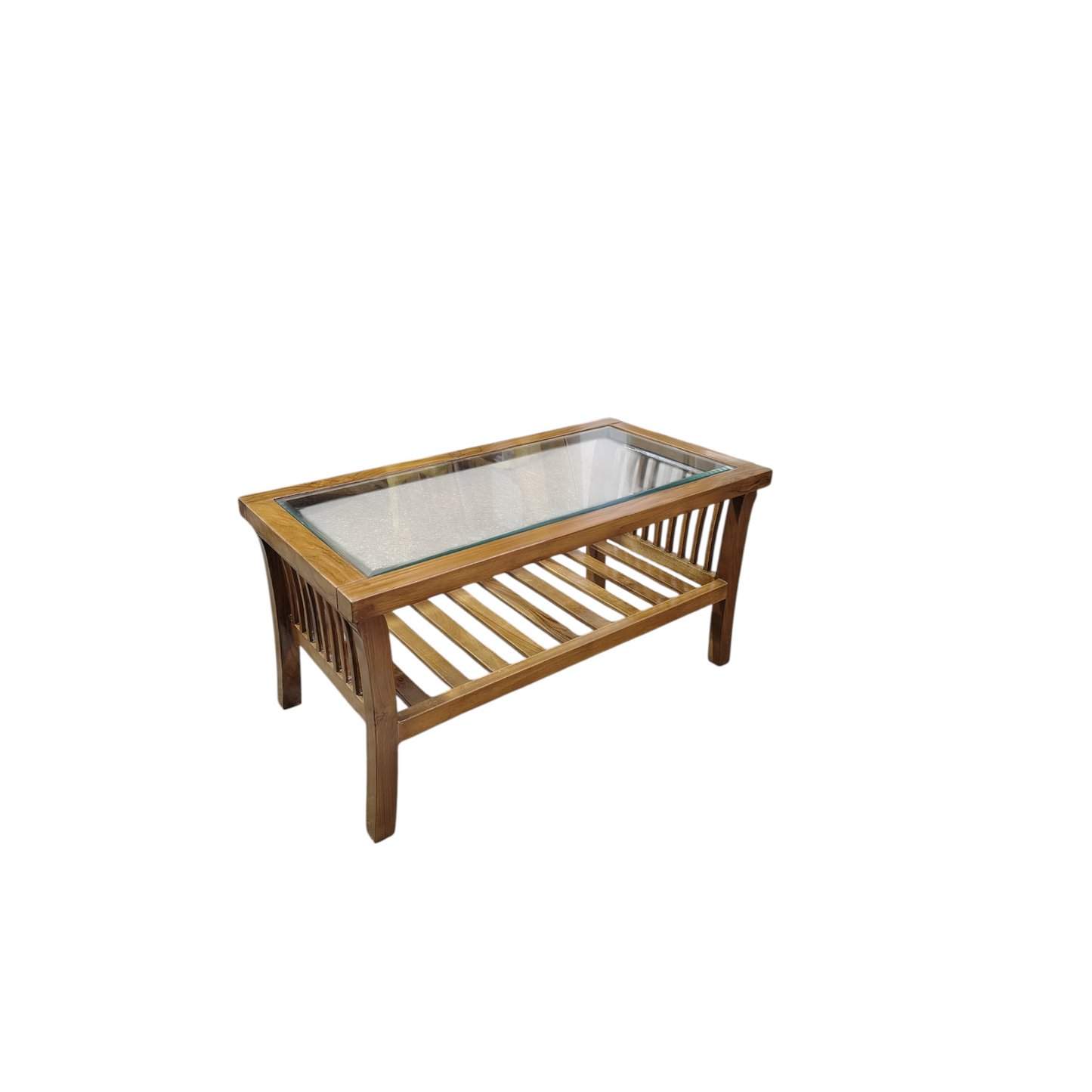Glass coffee table (finish colour - teak matt , pre-assembled)