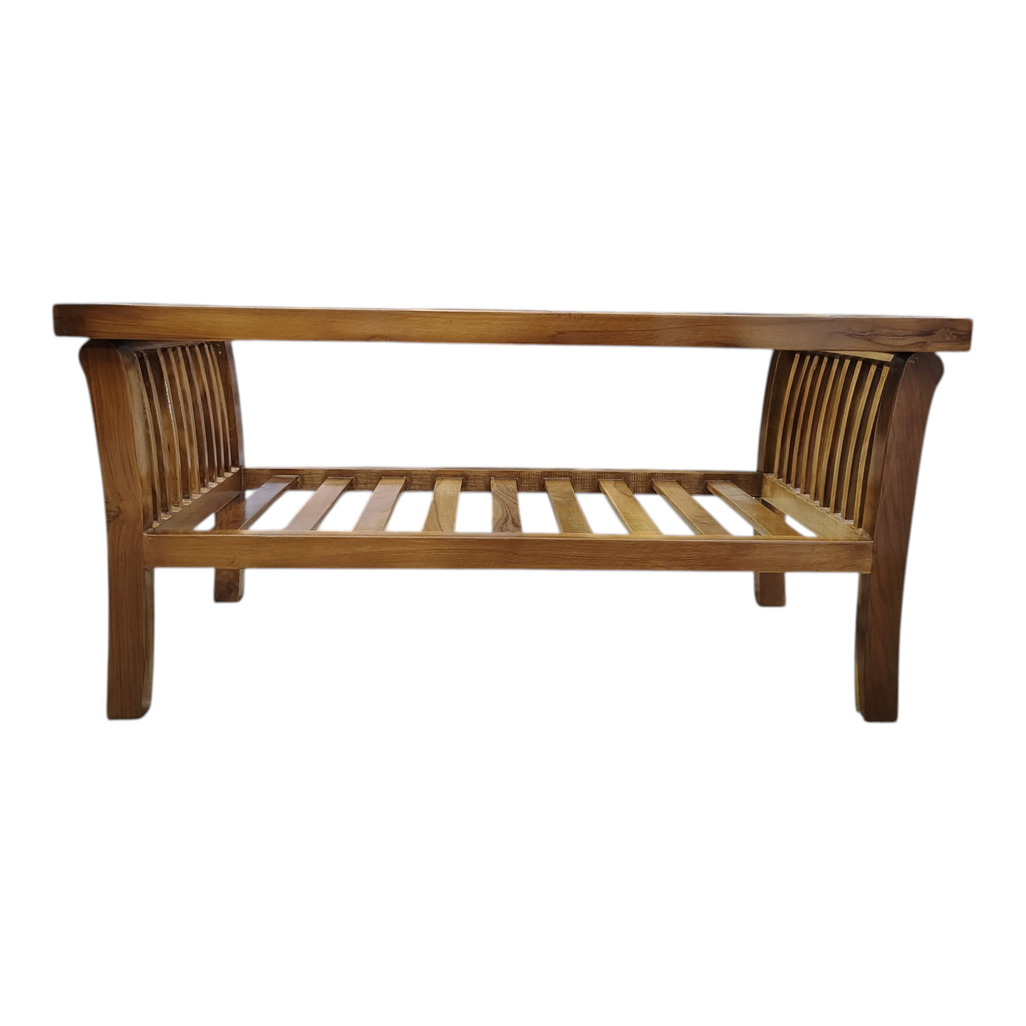 Glass coffee table (finish colour - teak matt , pre-assembled)