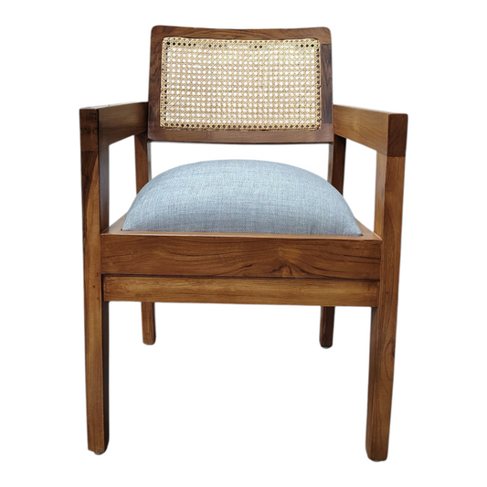 Solid Wood Armchair with Cane Back