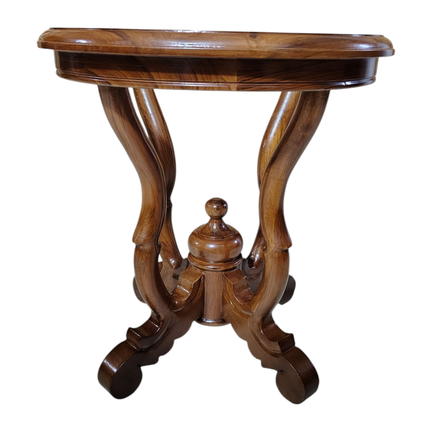 Lumber Casa Wooden Glass Top End Table, Light Walnut Finish