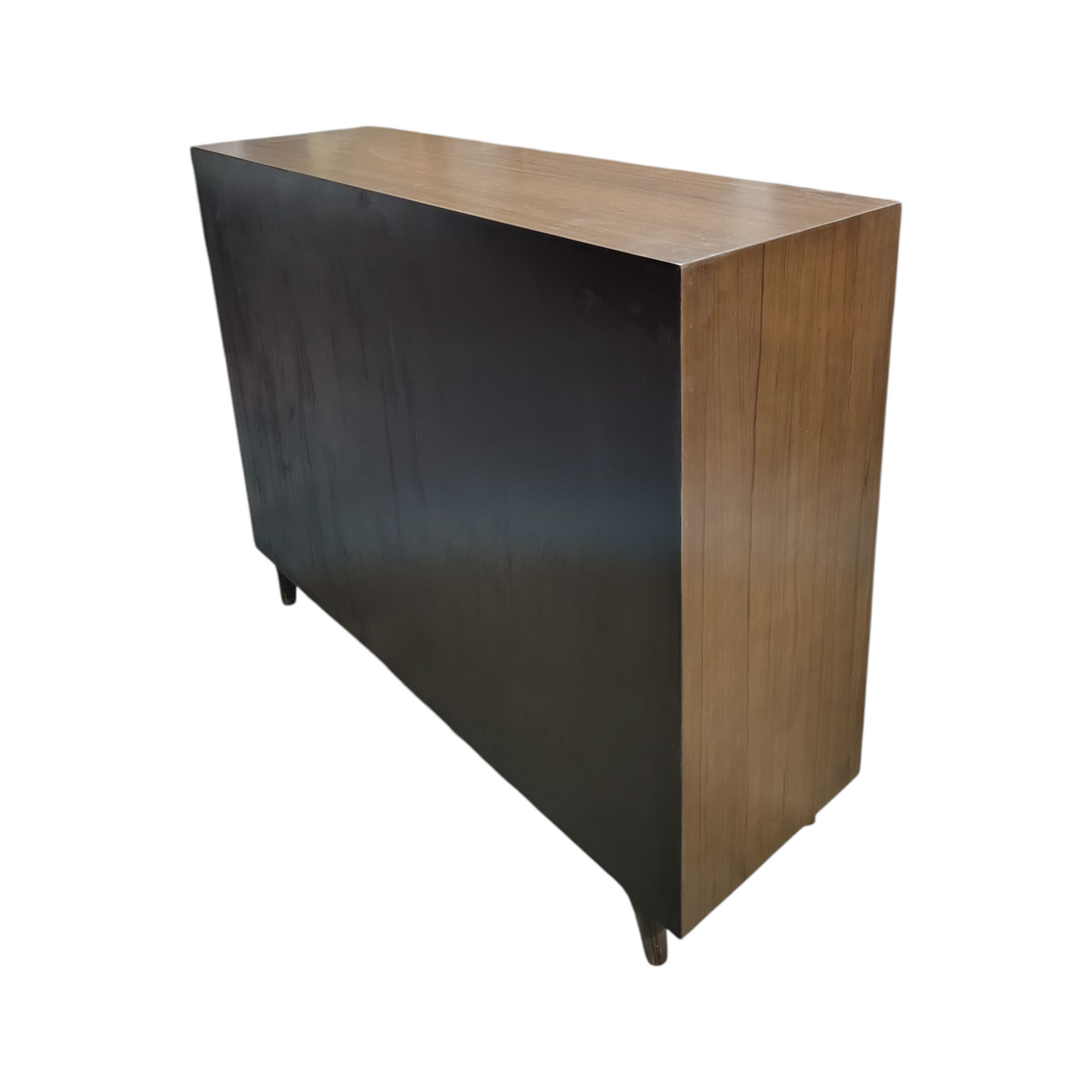 Teak Wood and Plywood Entryway Storage Cabinet with Teak Veneer Solid Wood Shoe Rack (LIGHT WALNUT, 3 Shelves, Pre-assembled)