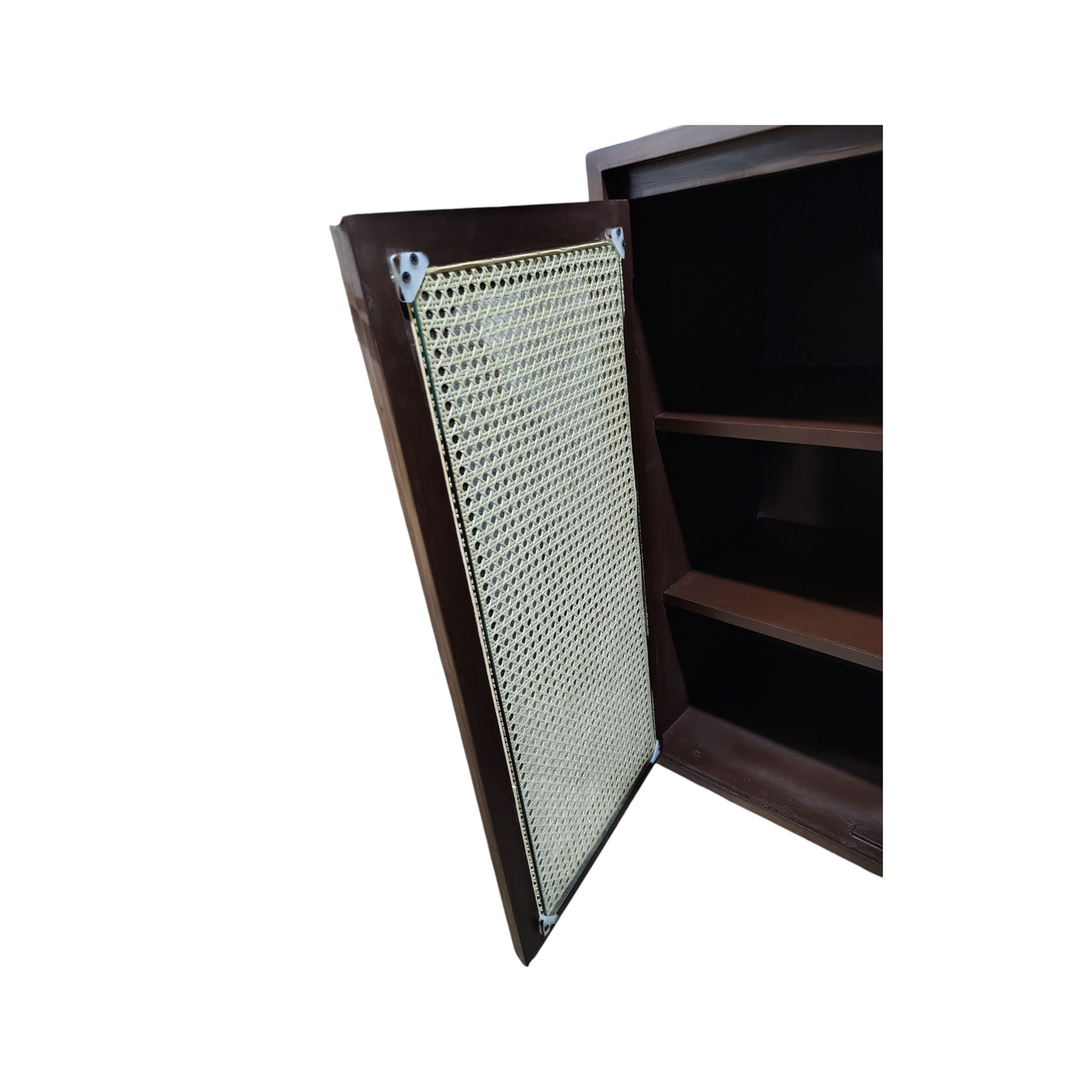 Teak Wood and Plywood Entryway Storage Cabinet with Teak Veneer Solid Wood Shoe Rack (LIGHT WALNUT, 3 Shelves, Pre-assembled)