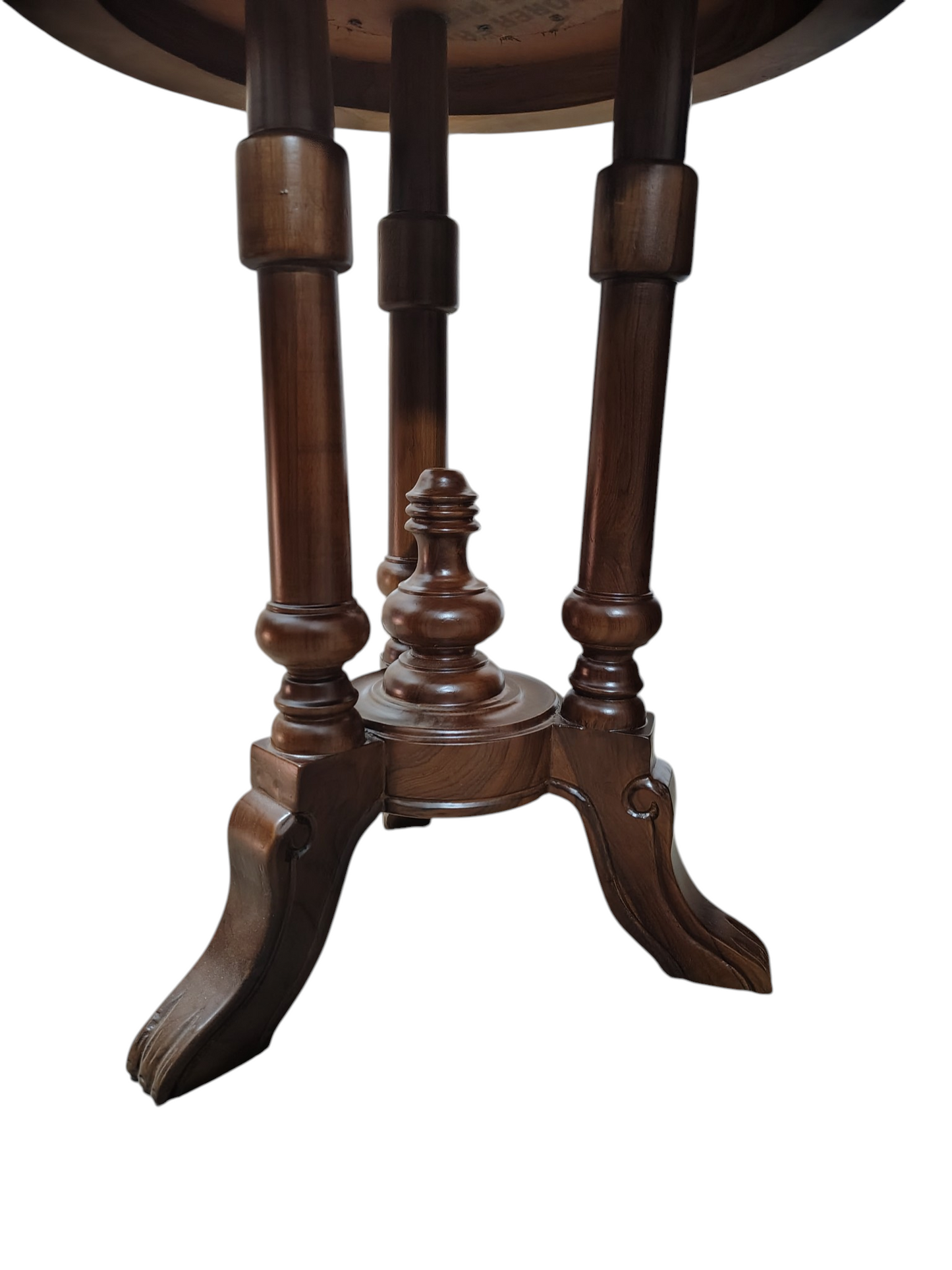 Lumber Casa Round Accent Side Table, Walnut Brown, Solid Wood, Traditional Style Glass Coffee Table (Finish Color - WALNUT, Pre-assembled)