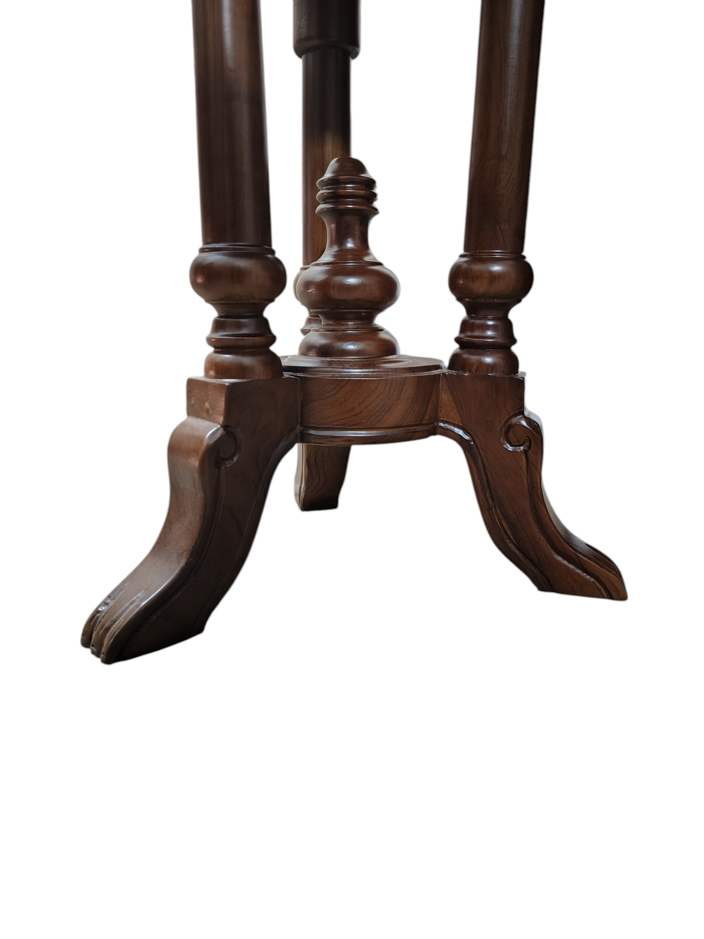 Lumber Casa Round Accent Side Table, Walnut Brown, Solid Wood, Traditional Style Glass Coffee Table (Finish Color - WALNUT, Pre-assembled)