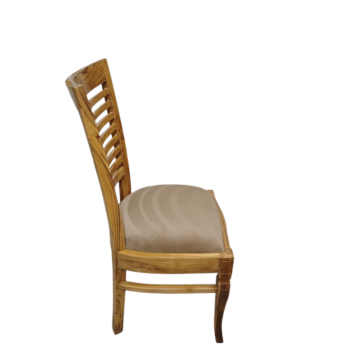 Lumber Casa Solid Wood Living Room Chair with Upholstered Seat, Ladder Back, Natural Finish, 48x46x91 cm