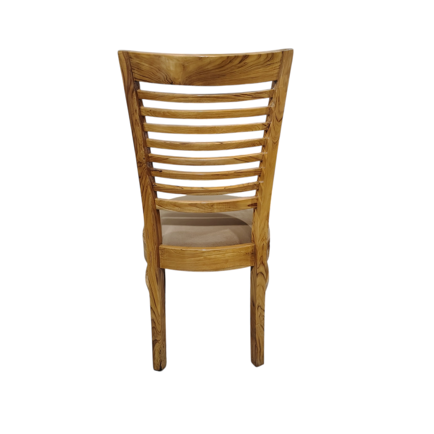 Lumber Casa Solid Wood Living Room Chair with Upholstered Seat, Ladder Back, Natural Finish, 48x46x91 cm