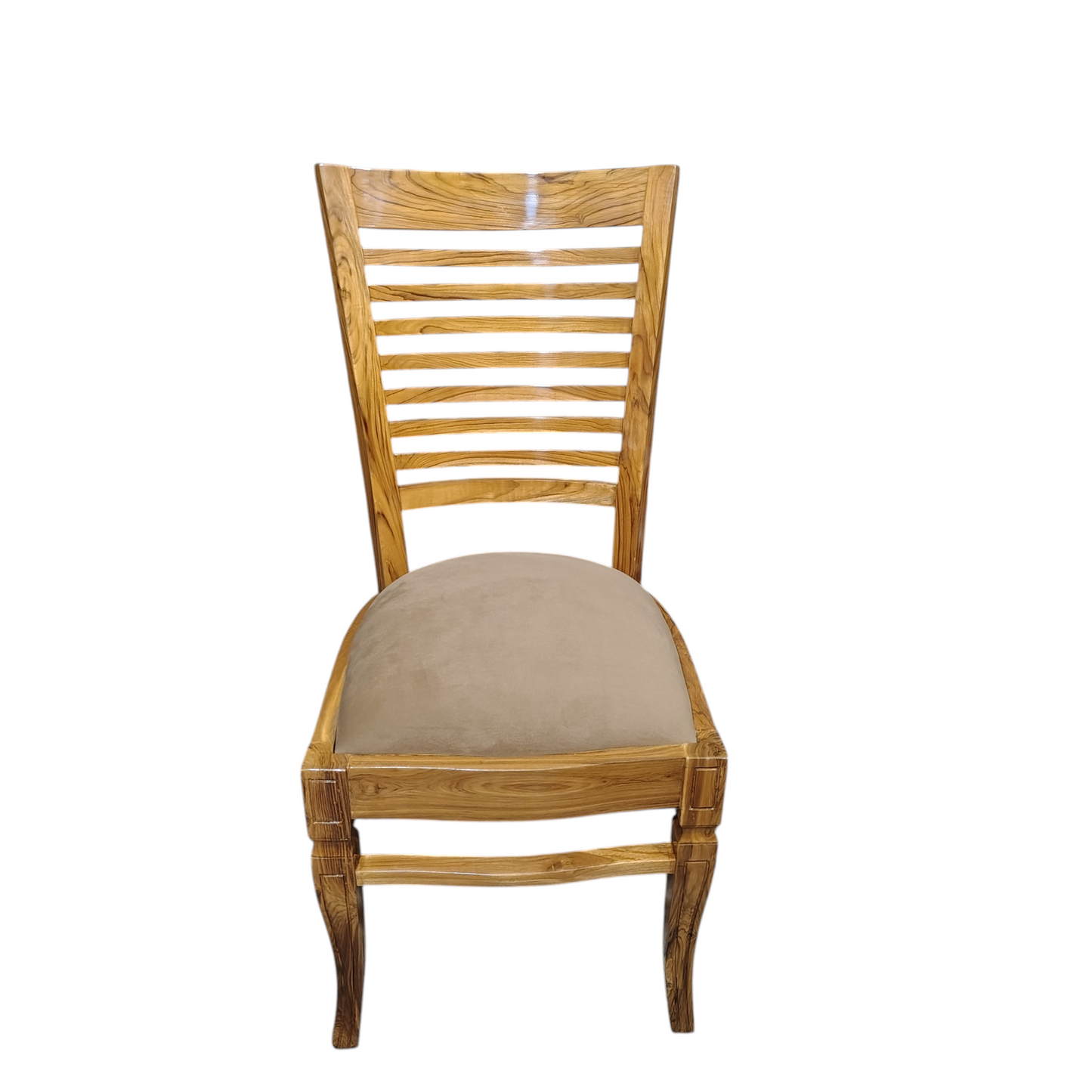 Lumber Casa Solid Wood Living Room Chair with Upholstered Seat, Ladder Back, Natural Finish, 48x46x91 cm