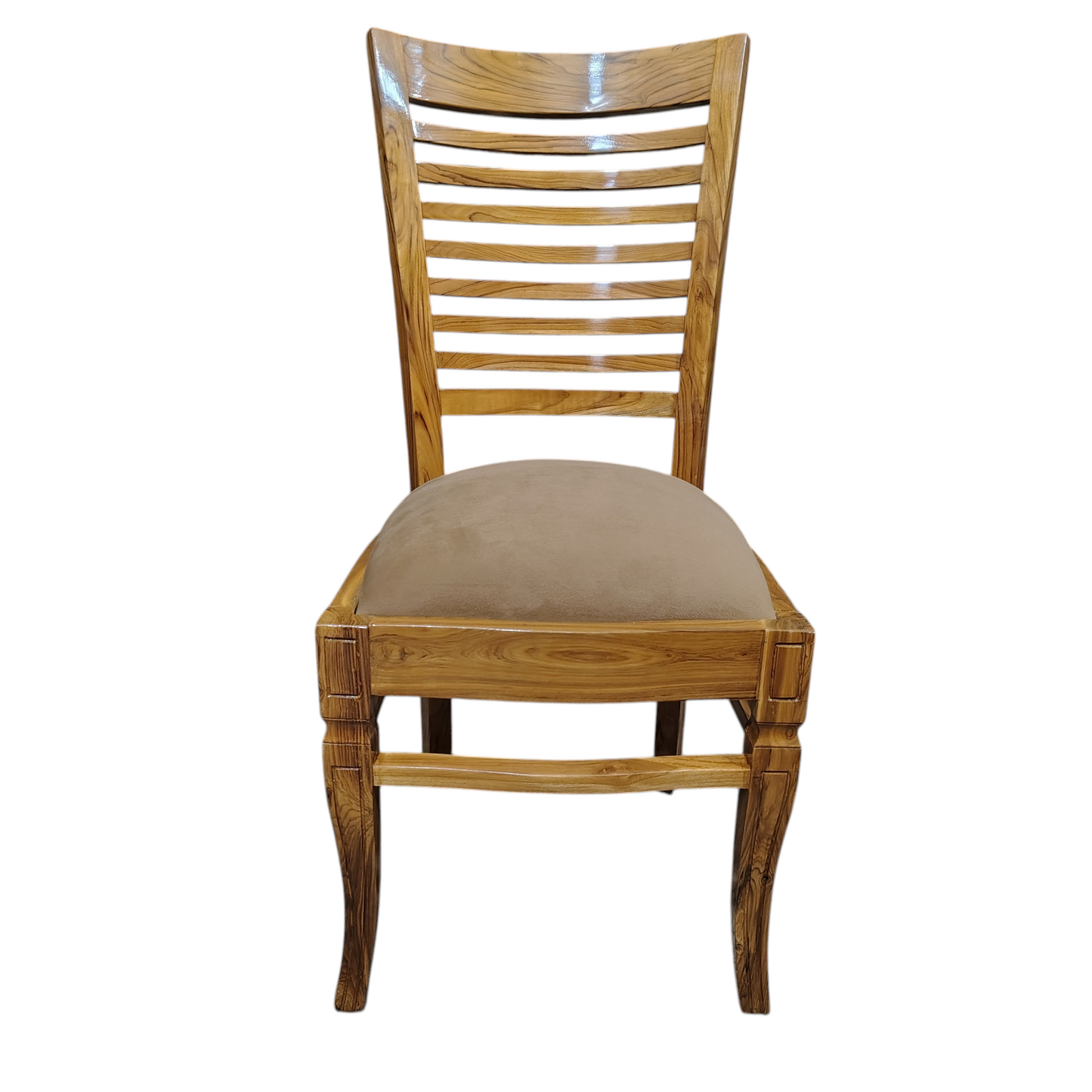 Lumber Casa Solid Wood Living Room Chair with Upholstered Seat, Ladder Back, Natural Finish, 48x46x91 cm
