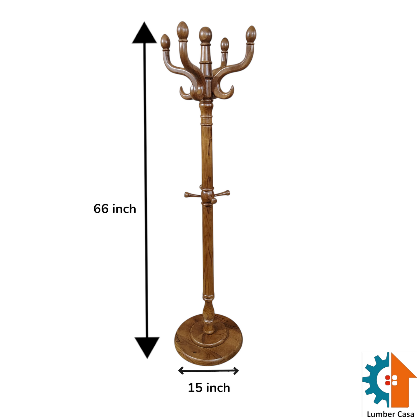 Premium Handcrafted Teak Wood Standing Coat Rack and Organizer