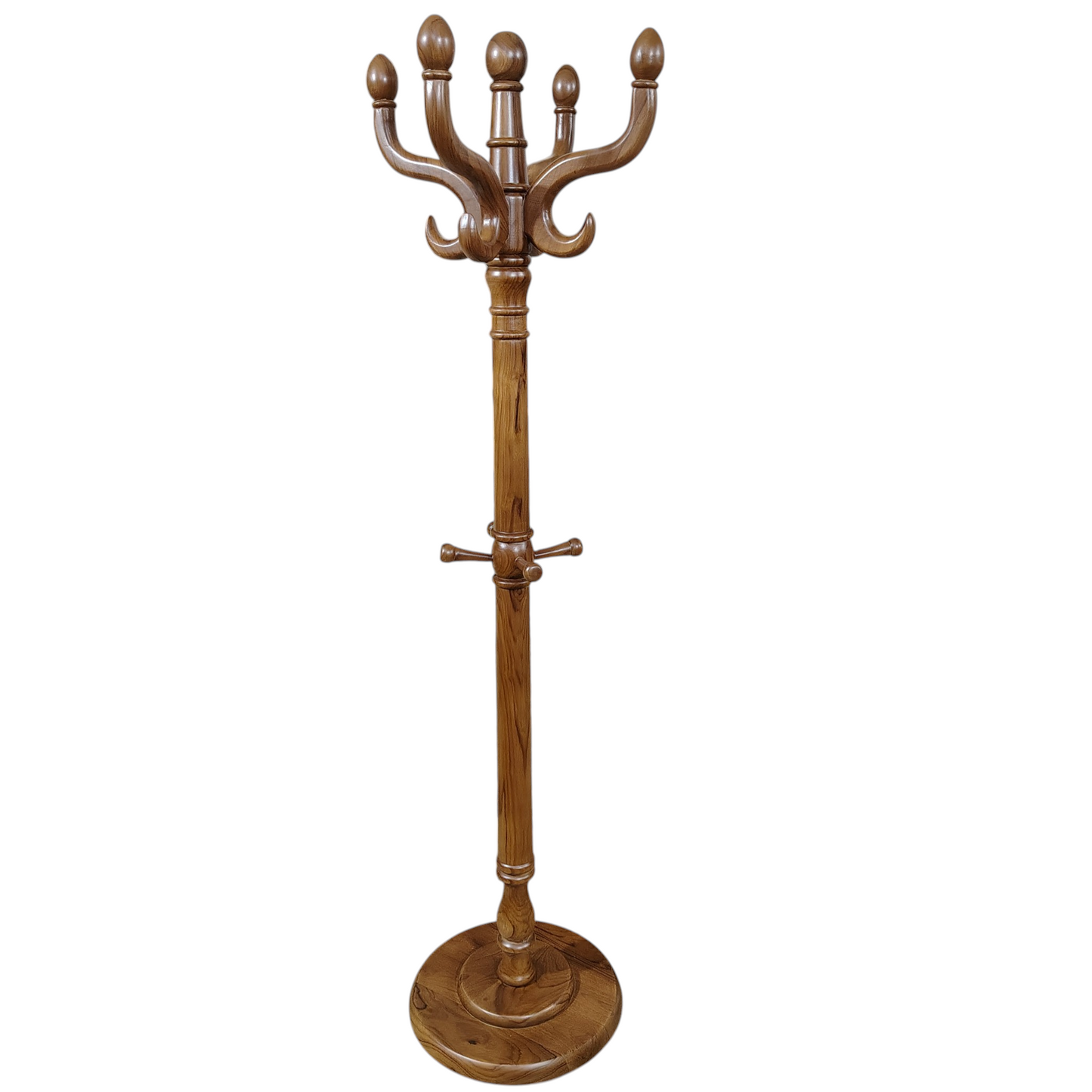 Premium Handcrafted Teak Wood Standing Coat Rack and Organizer