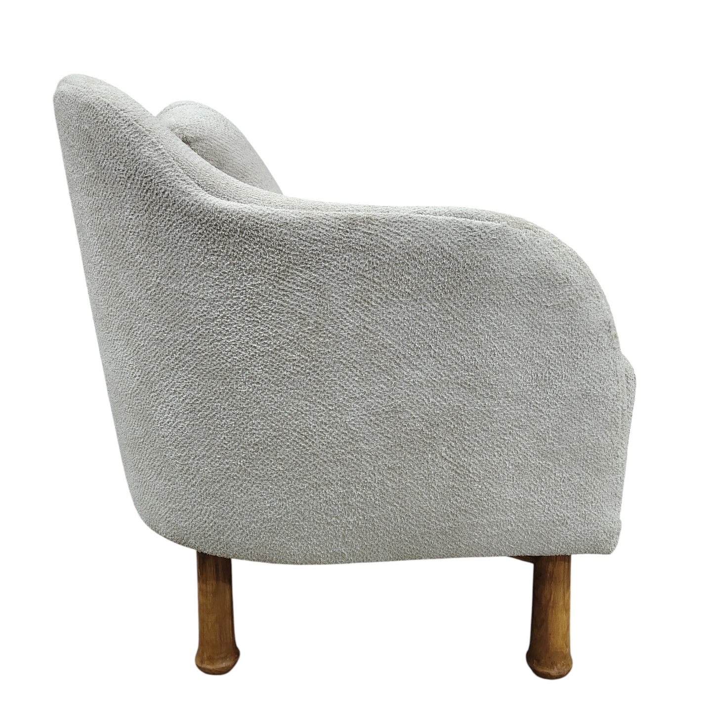 Lumber Casa Sofa Chair, Light Grey Boucle Fabric, with Lumbar Cushion, Wooden Legs, 26x26x35 Inch