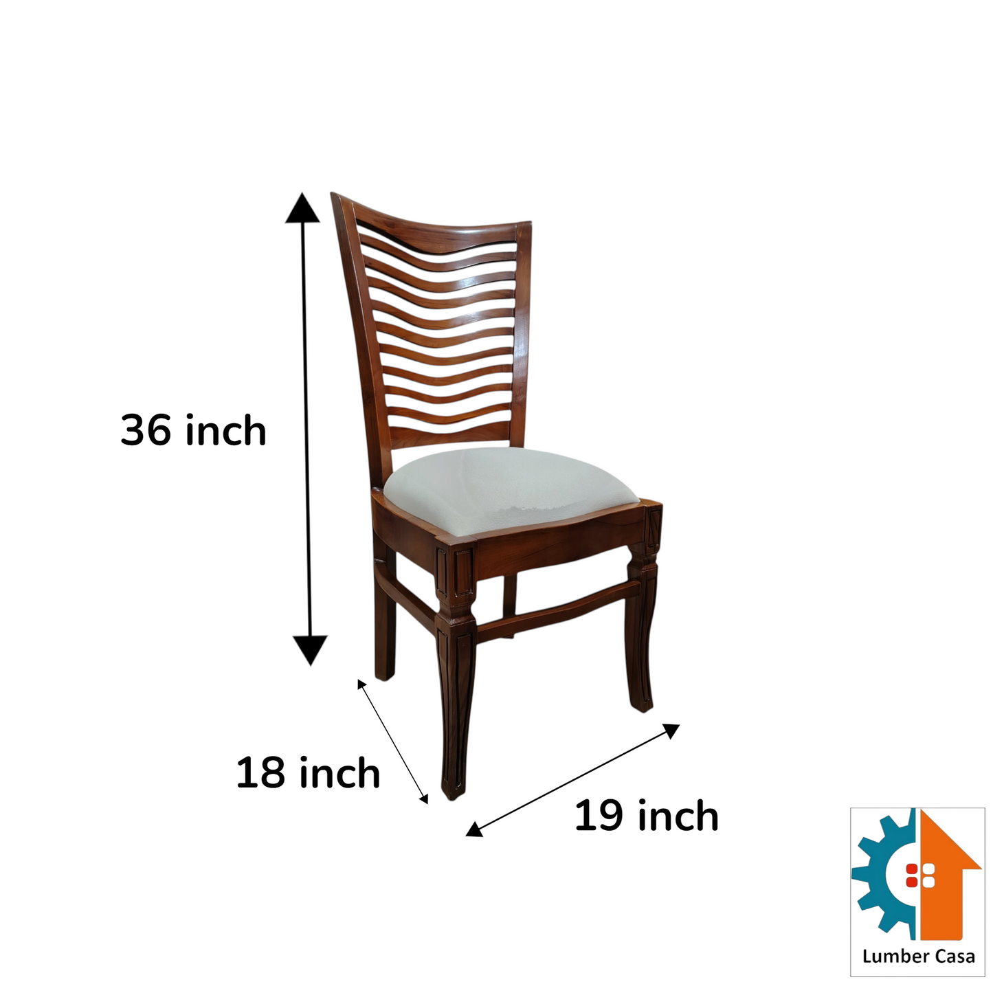 LUMBER CASA Teak Wood Living Room Chair, Natural Finish Solid Wood Living Room Chair (Finish Color - WALNUT, Pre-assembled)
