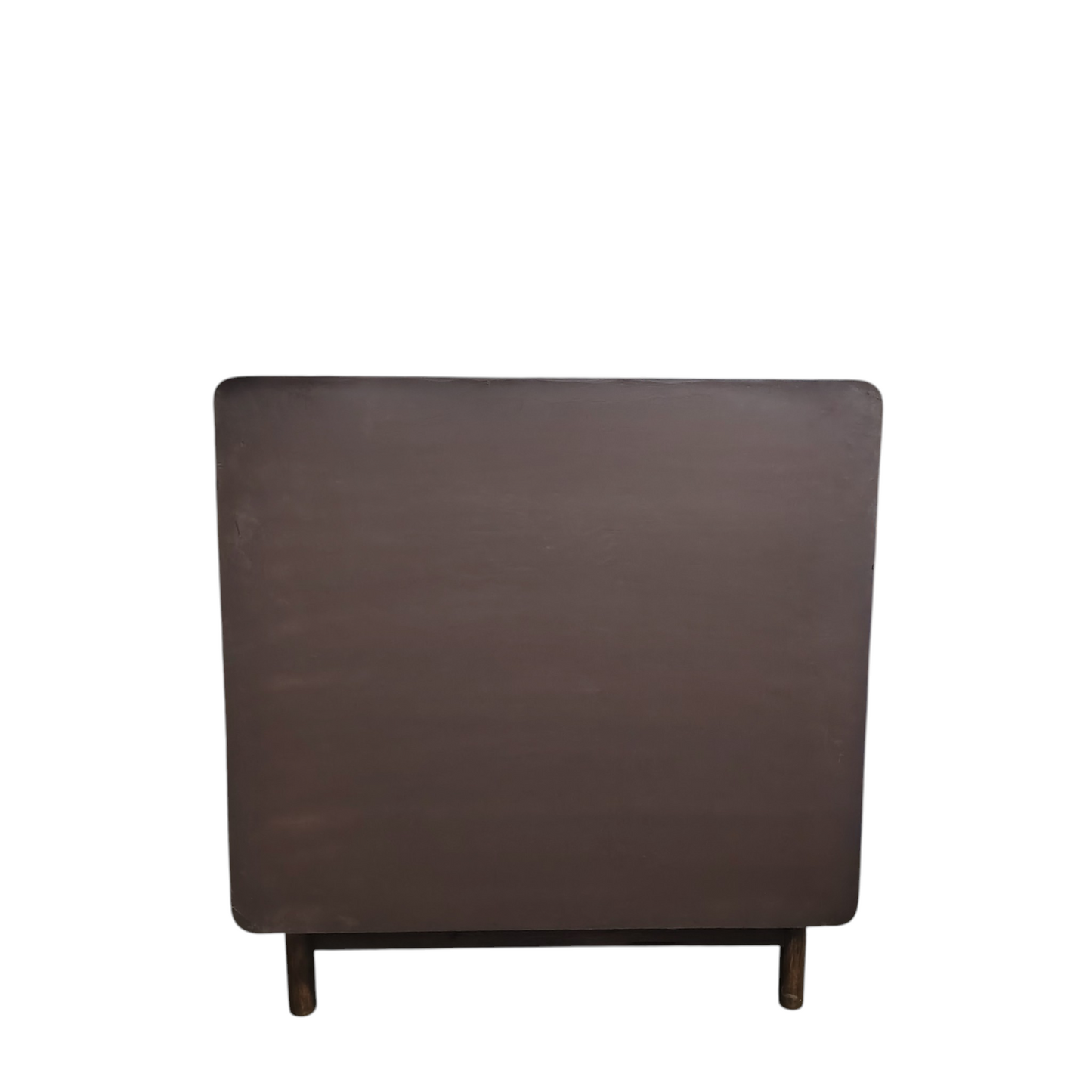 Classic dark brown wooden cabinet with woven rattan cane panel doors and drawers, complemented by antique brass-finish metal handles for a timeless look