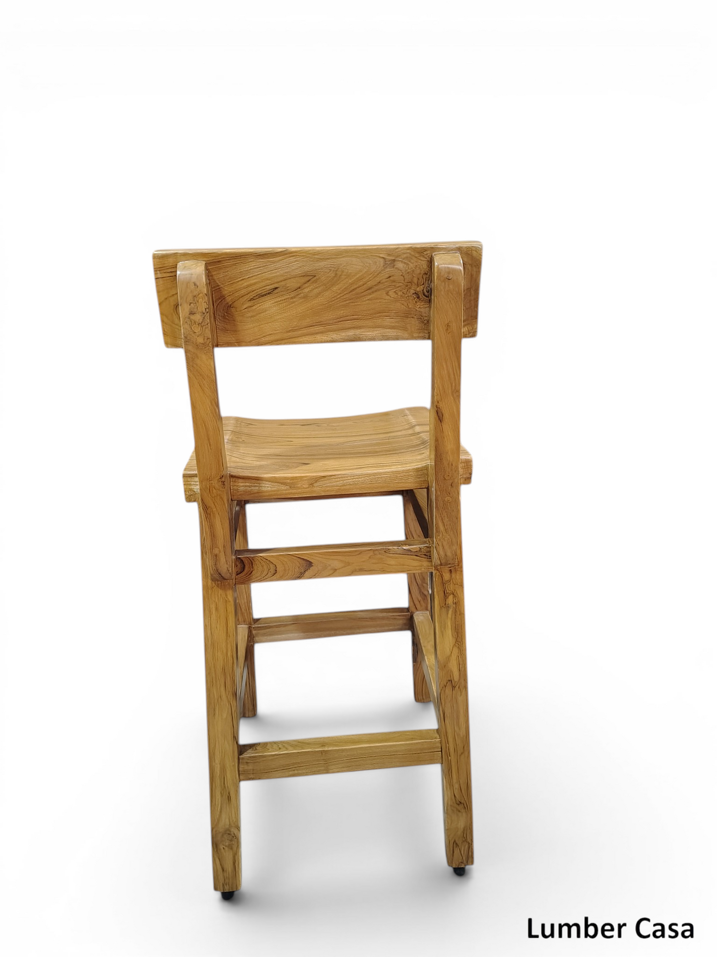 Lumber Casa Premium Solid Teak Wood Bar Chair in Natural Matt Finish | Luxury Counter Height Stool for Home and Bar Solid Wood Bar Chair (Finish Color - natural teak colour, Pre-assembled)