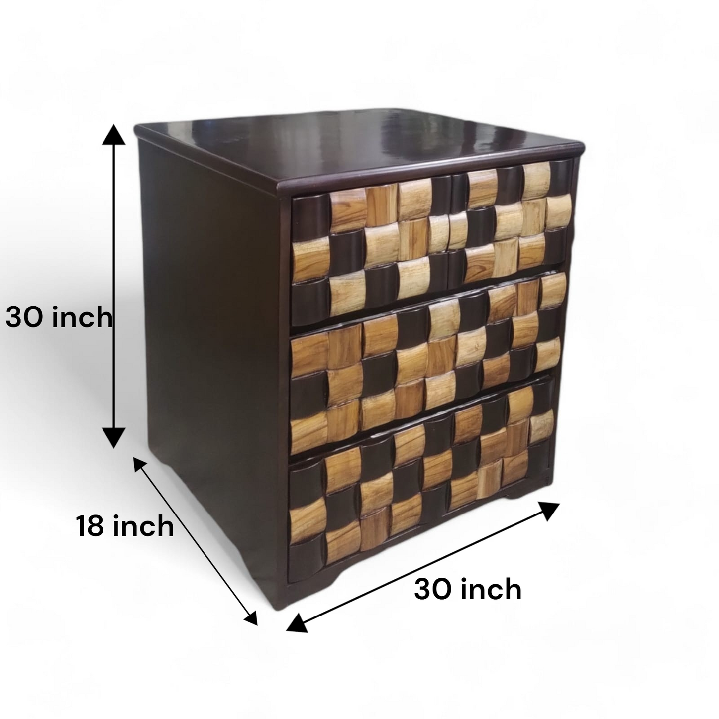 Cabinet with Checkerboard Wood Dark Brown Solid Wood Free Standing Cabinet (Finish Color - WALNUT BROWN, Door Type- Levered, Pre-assembled)