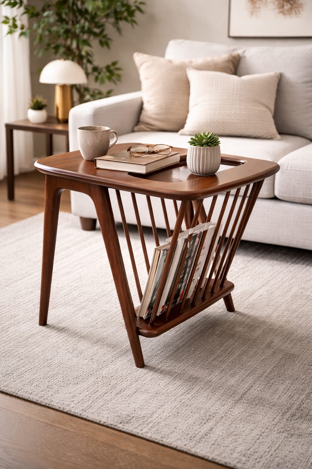 End Table a light walnut finish with beautiful grain in maxine table Solid Wood (Finish Color - light walnut, Pre-assembled)