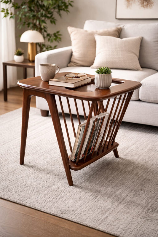 End Table a light walnut finish with beautiful grain in maxine table Solid Wood (Finish Color - light walnut, Pre-assembled)