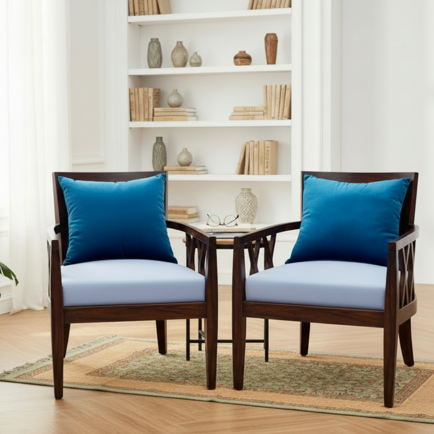 lUMBER CASA PREMINM QUALITY TEAK WOOD SOLID WOOD LIVING ROOM CHAIR (Finish Color - Walnut GLOSSY (Antique finish), Pre-assembled)