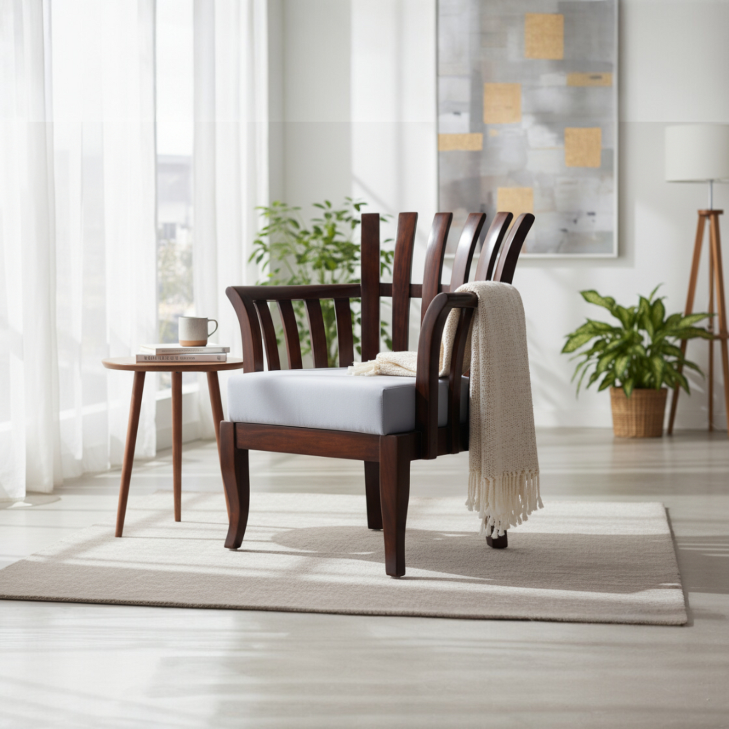 lumber casa Solid Wood Living Room Chair (Finish Color - Walnut (Antique finish), Pre-assembled)