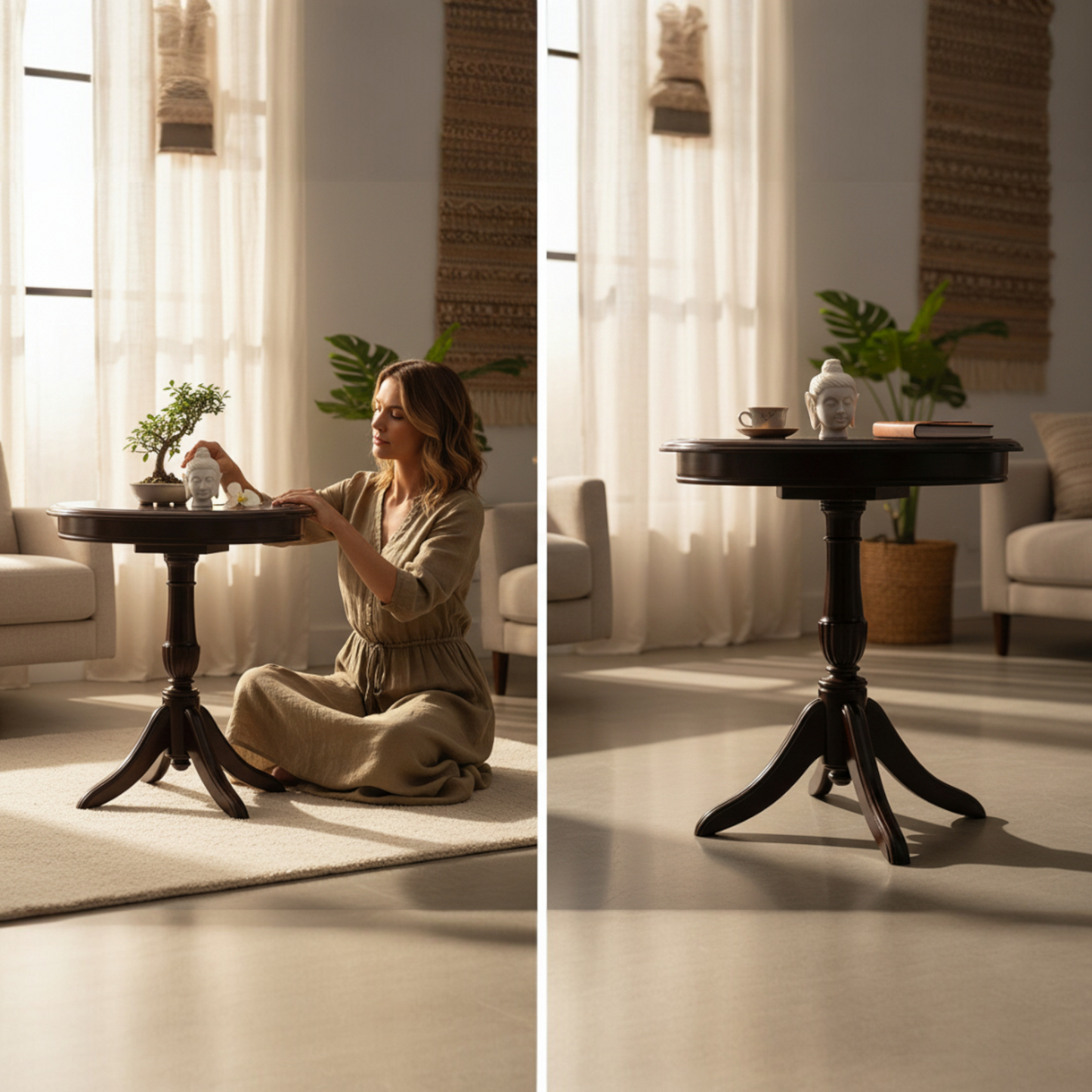 SOLID WOOD SIDE TABLE  (FINISH COLOUR - WALNUT , PRE-ASSEMBLED)