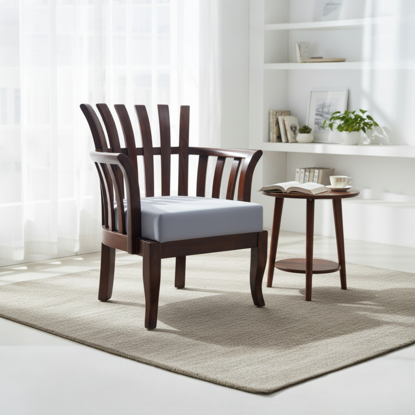 lumber casa Solid Wood Living Room Chair (Finish Color - Walnut (Antique finish), Pre-assembled)