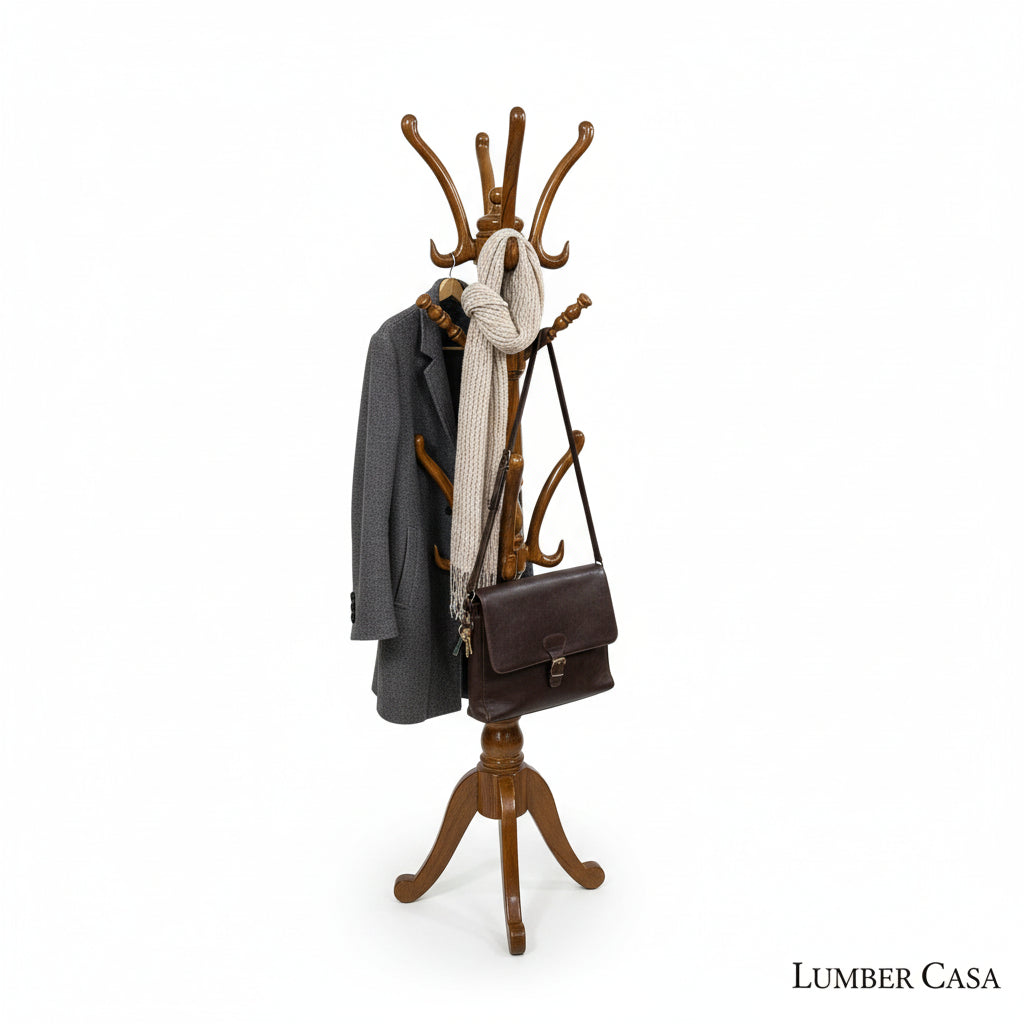 lumber casa Solid Wood Coat and Umbrella Stand (Finish Color - NATURAL TEAK COLOUR SEMI MATT, Pre-assembled)