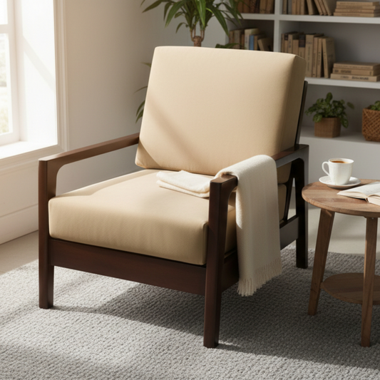 easy chair Solid Wood Living Room Chair (Finish Color - semi matt, Pre-assembled)